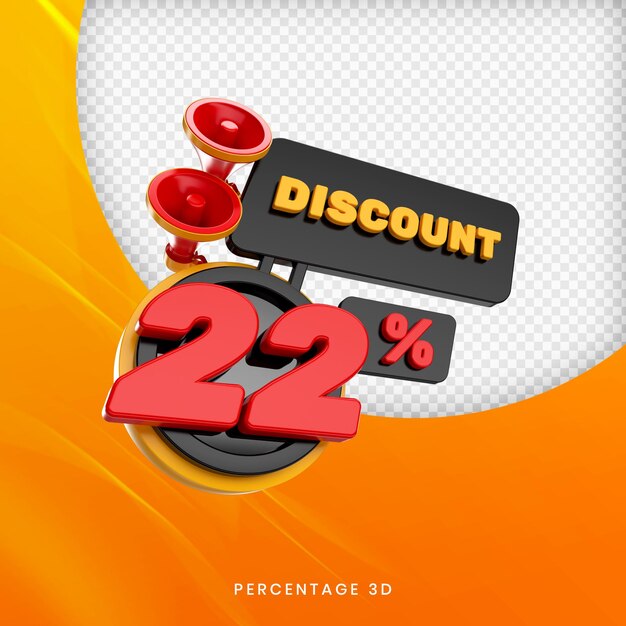 Discount 22 percentage banner 3d premium psd