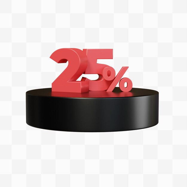 25% 할인 3d 렌더링