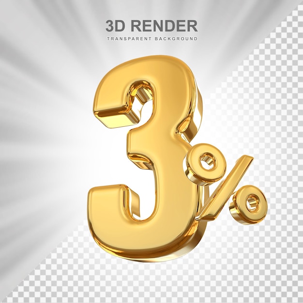 Скидка 3 процента на продажу 3d-рендер
