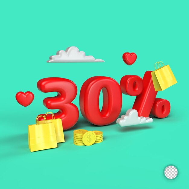 Скидка 30% на продажу. 3d визуализация