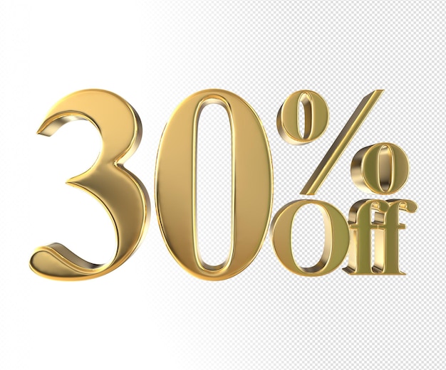 Sconto del 30 percento sull'elemento gold 3d