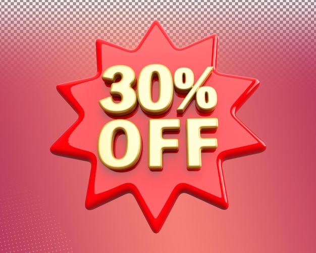 Discount 30 percent off sale red 3d render number tag