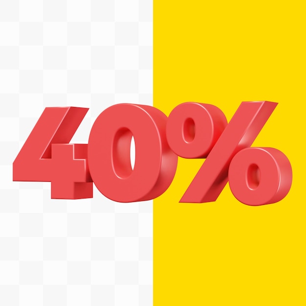 40% 할인 3d 렌더링