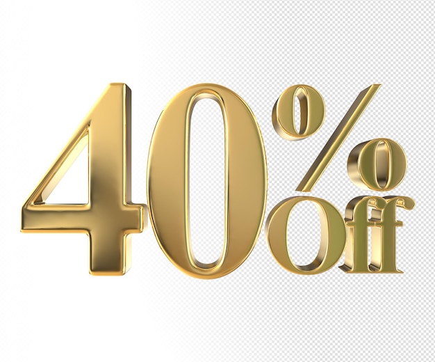 PSD sconto del 40 percento sull'elemento gold 3d