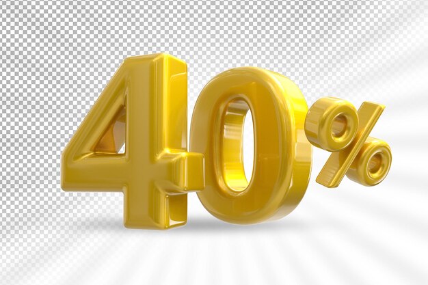 Discount  40 percent luxury gold offer in 3d