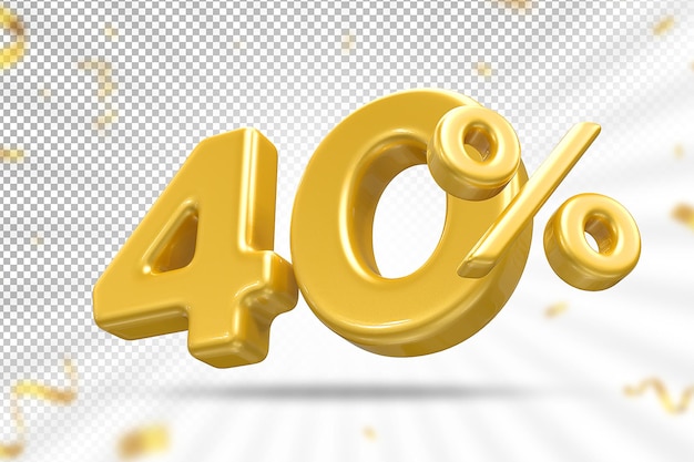 Discount  40 percent luxury gold offer in 3d