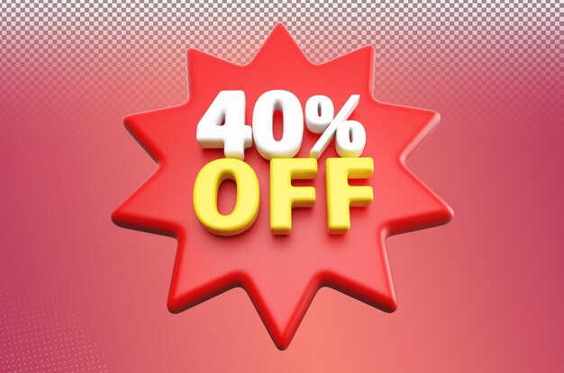 Discount 40 percent off sale red 3d render number tag