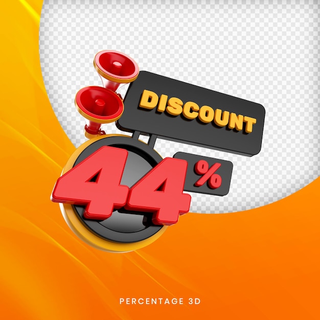 Discount 44 percentage banner 3d premium psd