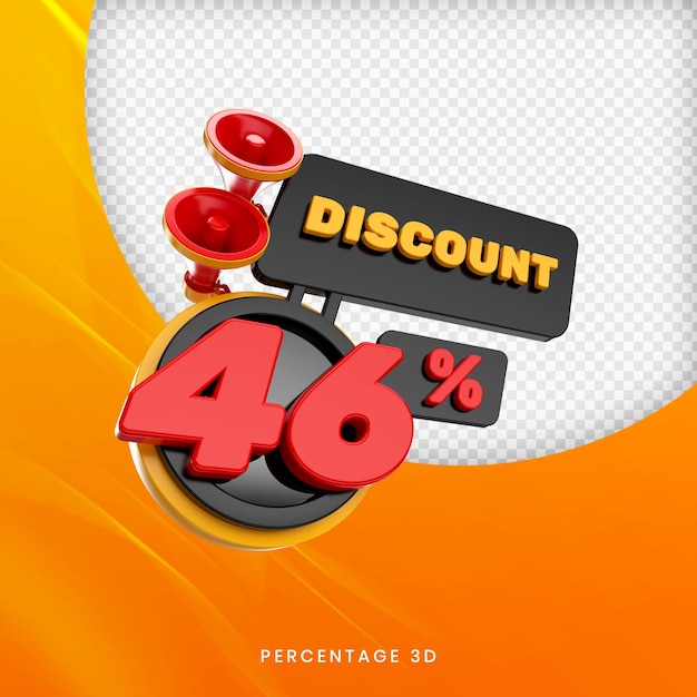 Sconto 46 percentuale banner 3d premium psd