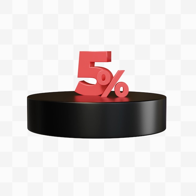 5% 할인 3d 렌더링