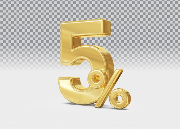 Sconto del 5 percento in oro 3d