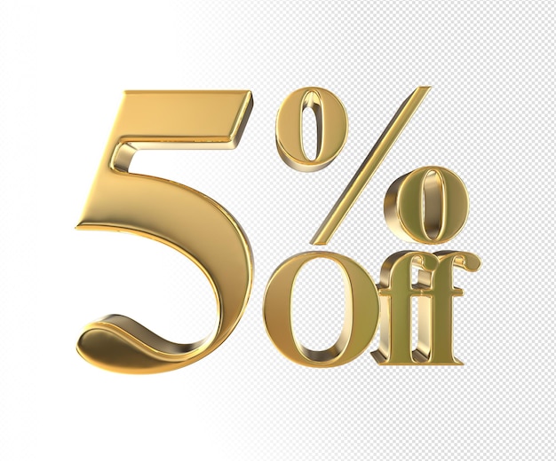 Sconto del 5 percento sull'elemento gold 3d