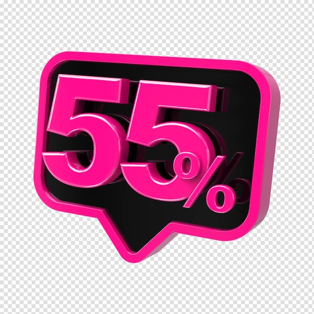 PSD discount 55 percent 3d render