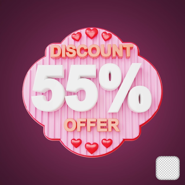 Discount 55 Percent Offer 3d illustration
