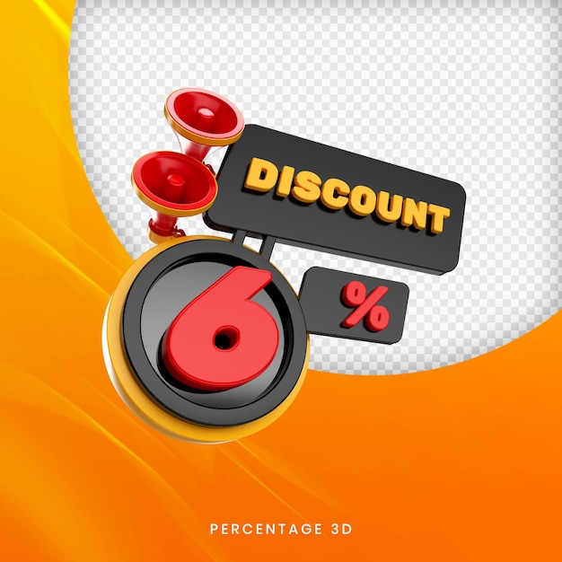 Discount 6 percentage banner 3d premium psd
