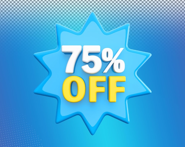 Discount 75 percent off sale blue 3d render number tag