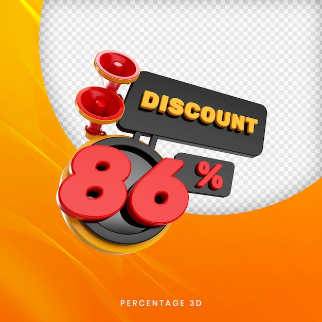 Sconto 86 percentuale banner 3d premium psd