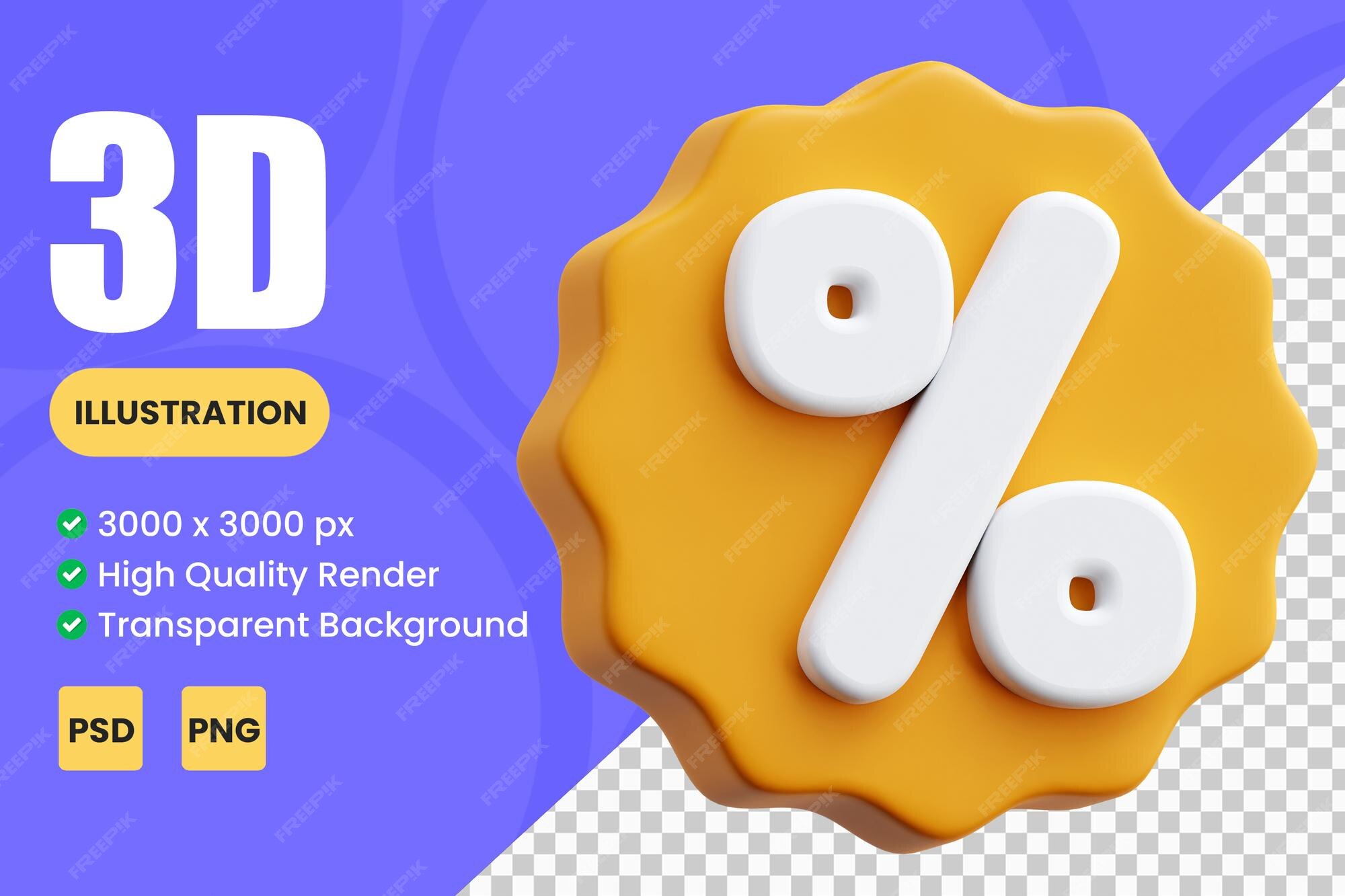 Premium PSD Discount badge 3d icon illustrations