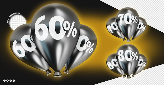 discount black 3d balloons for composition