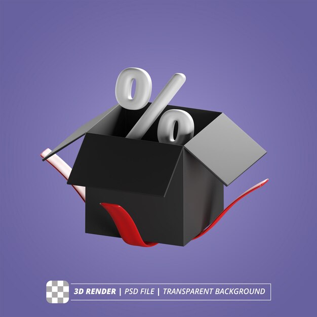 Discount box 3d render isolated images