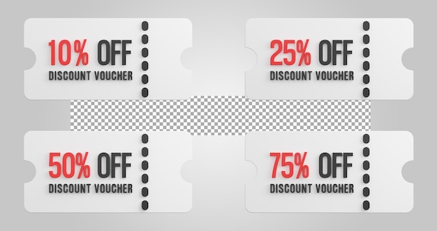 Discount coupon voucher promotion on transparent background 3D Render