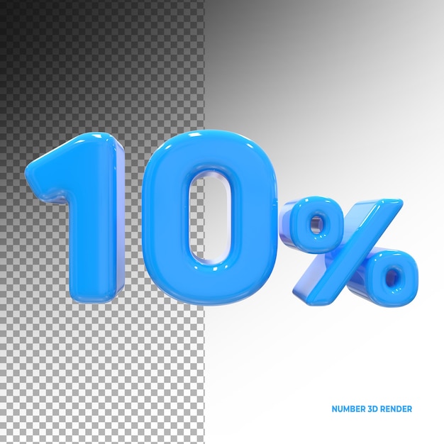 Discount number 10 blue percent luxury 3d render