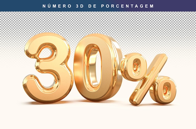 할인 번호 30 백분율 3D 현대 황금