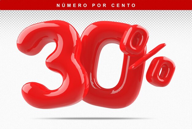 PSD discount number 30 percentage 3d modern red