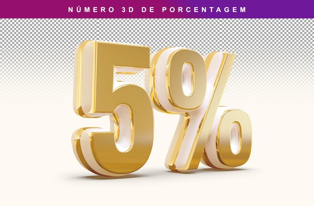 Sconto numero 5 percentuale 3d oro moderno