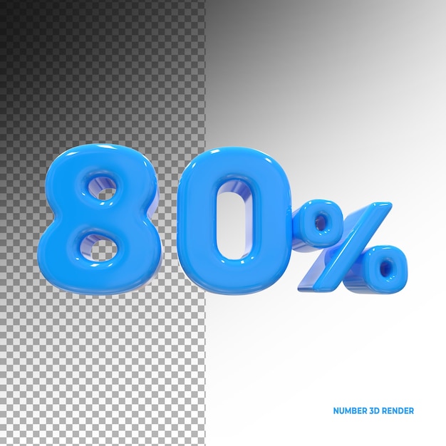 Sconto numero 80 blu per cento lusso 3d rendering