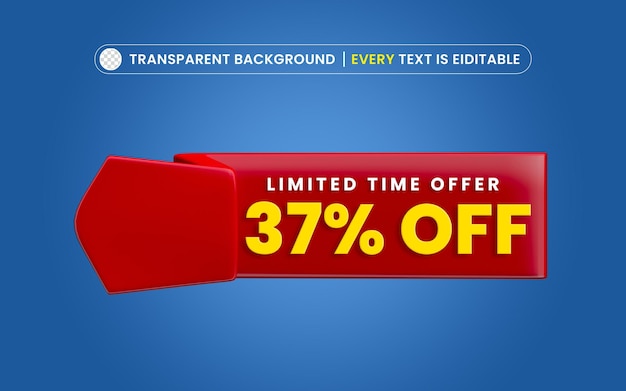 Discount offer with editable text 3d banner