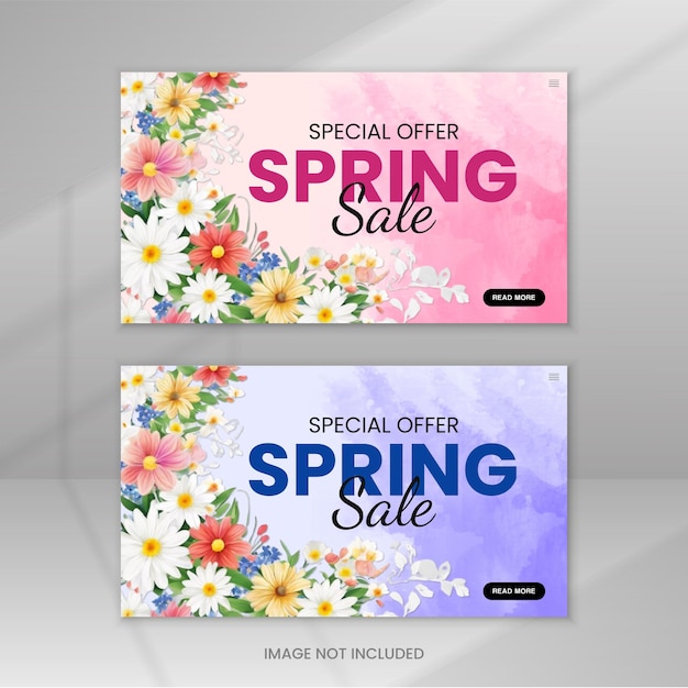 PSD discount offers for spring sale web banner design