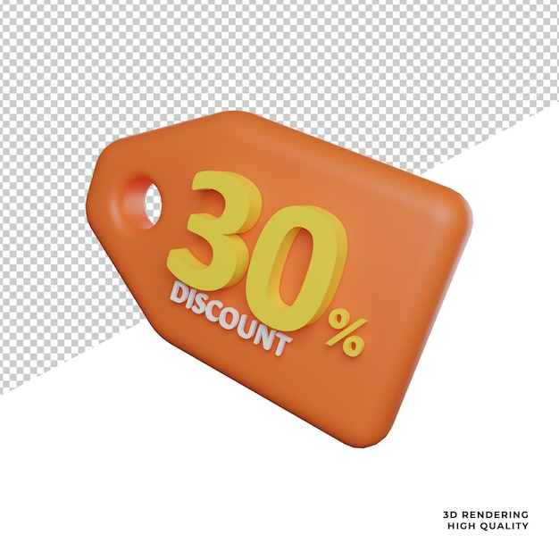 Percentuale di sconto promo vista laterale icona 3d rendering illustrazione su sfondo trasparente