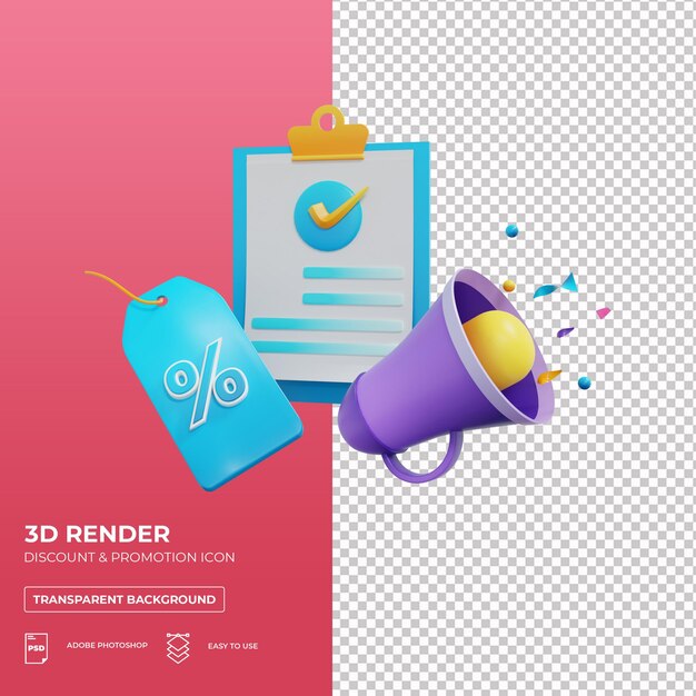 Promozione sconto per acquisti rendering 3d isolato psd premium