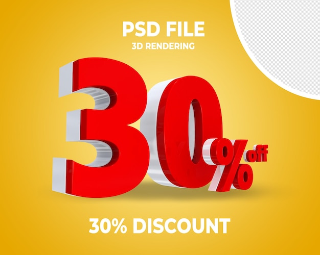 Sconto rendering 3d rosso