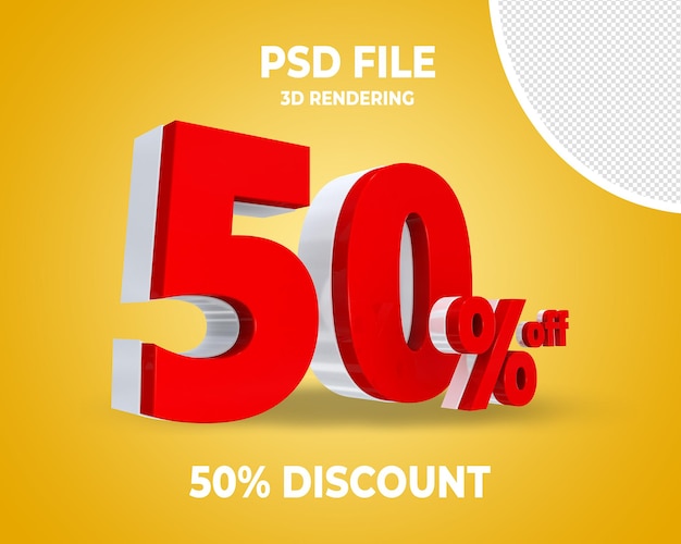 PSD sconto rendering 3d rosso