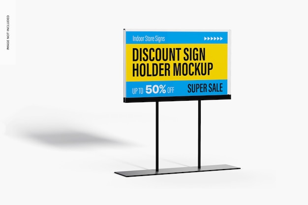 PSD mockup del supporto del cartello di sconto, vista a sinistra