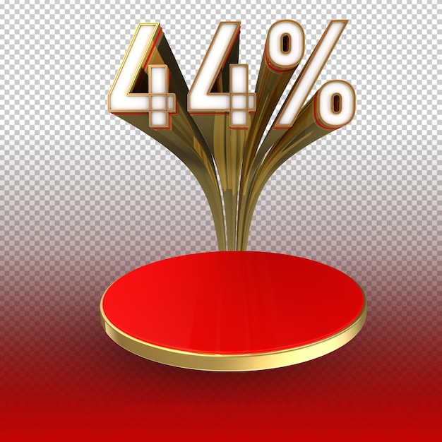 PSD discount tag render 3d 44 percent gold luxury