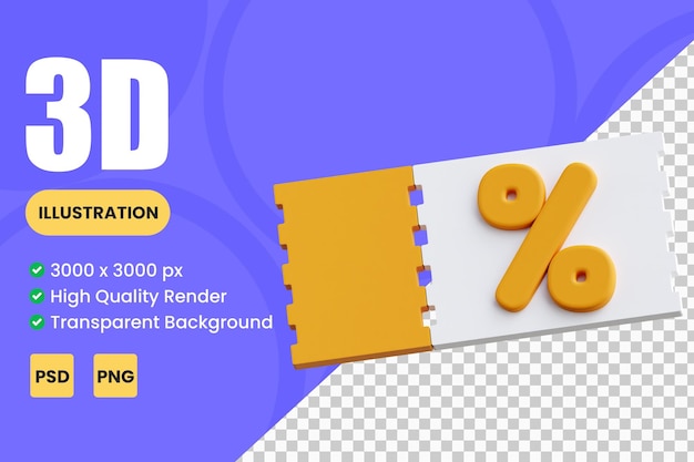 PSD discount voucher 3d icon illustrations