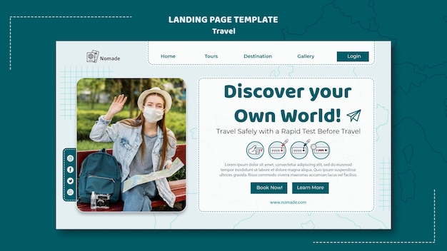 PSD discover the world landing page template