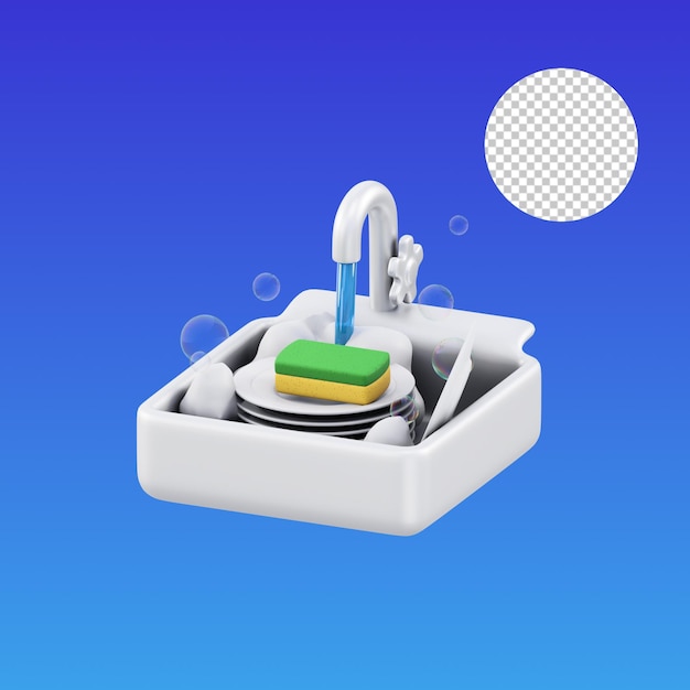 PSD dish washer 3d illustration