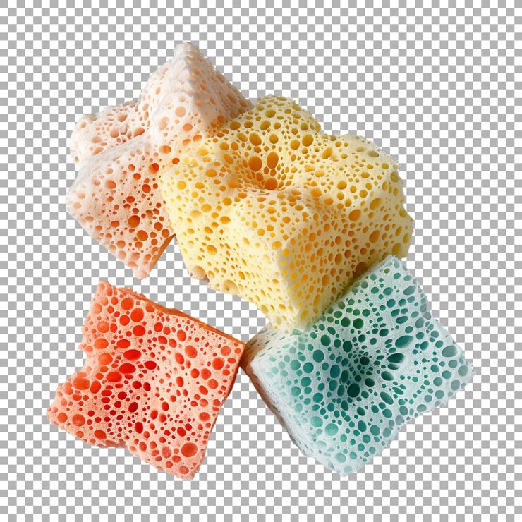 PSD dish washing sponge on transparent background ai generated