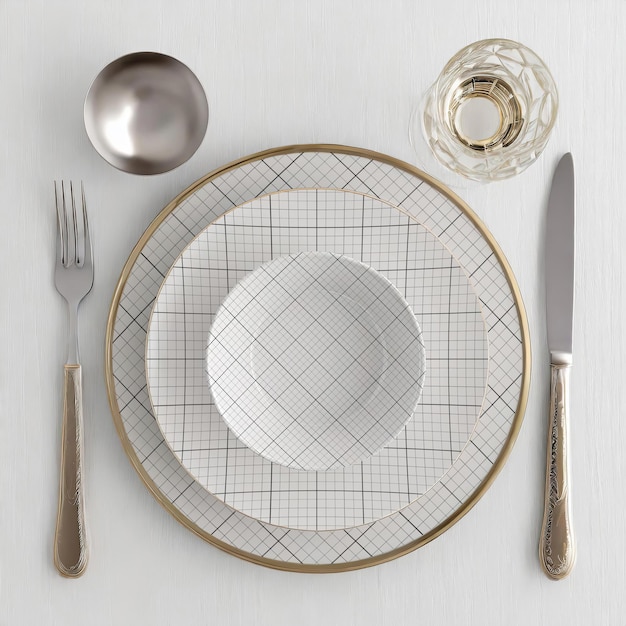 dishes on table with forks mockup 03