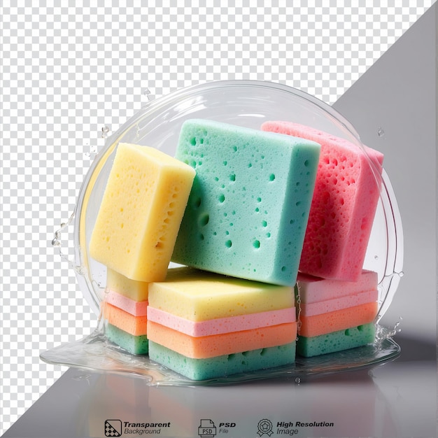 PSD dishwashing sponges isolated on transparent background