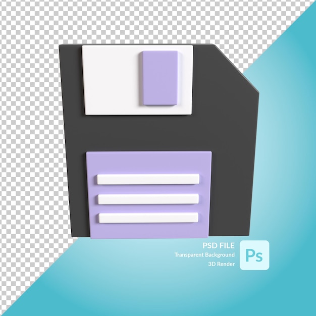 PSD diskette 3d illustration rendering