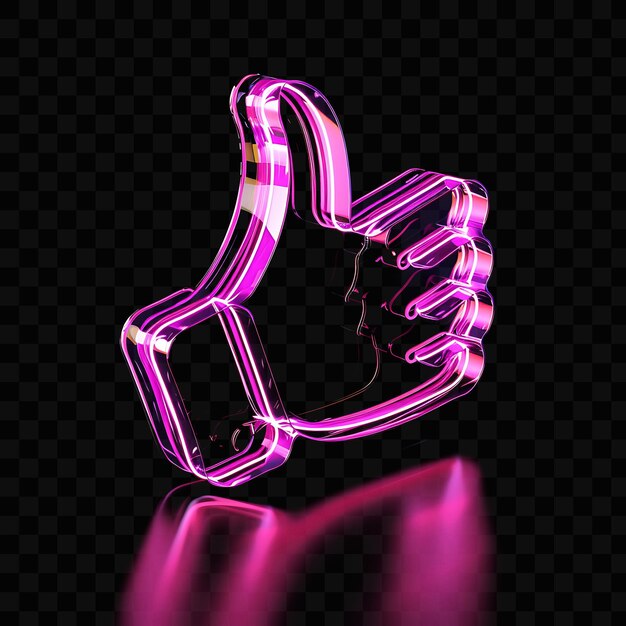 PSD dislike 3d icon with thumbsdown hand made with frosted acry psd y2k glowing neon web logo design