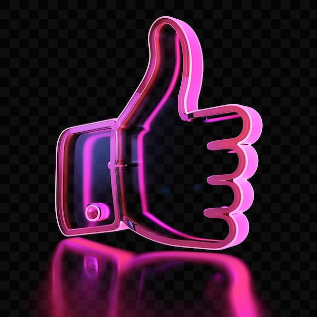 PSD dislike 3d icon with thumbsdown hand made with frosted acry psd y2k glowing neon web logo design