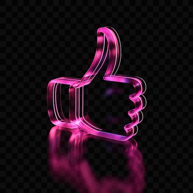 PSD dislike 3d icon with thumbsdown hand made with frosted acry psd y2k glowing neon web logo design