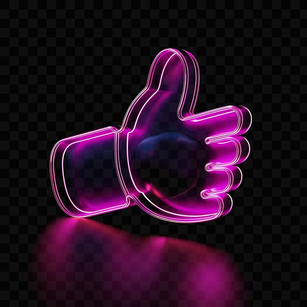 PSD dislike 3d icon with thumbsdown hand made with frosted acry psd y2k glowing neon web logo design