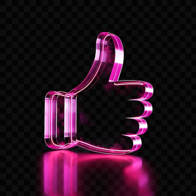 PSD dislike 3d icon with thumbsdown hand made with frosted acry psd y2k glowing neon web logo design